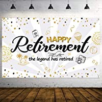 Decoración de Fiesta de Jubilación- Cartel de Señal Dorado y Negro de Tela Extra Grande- Pancarta de Happy Retiremente…